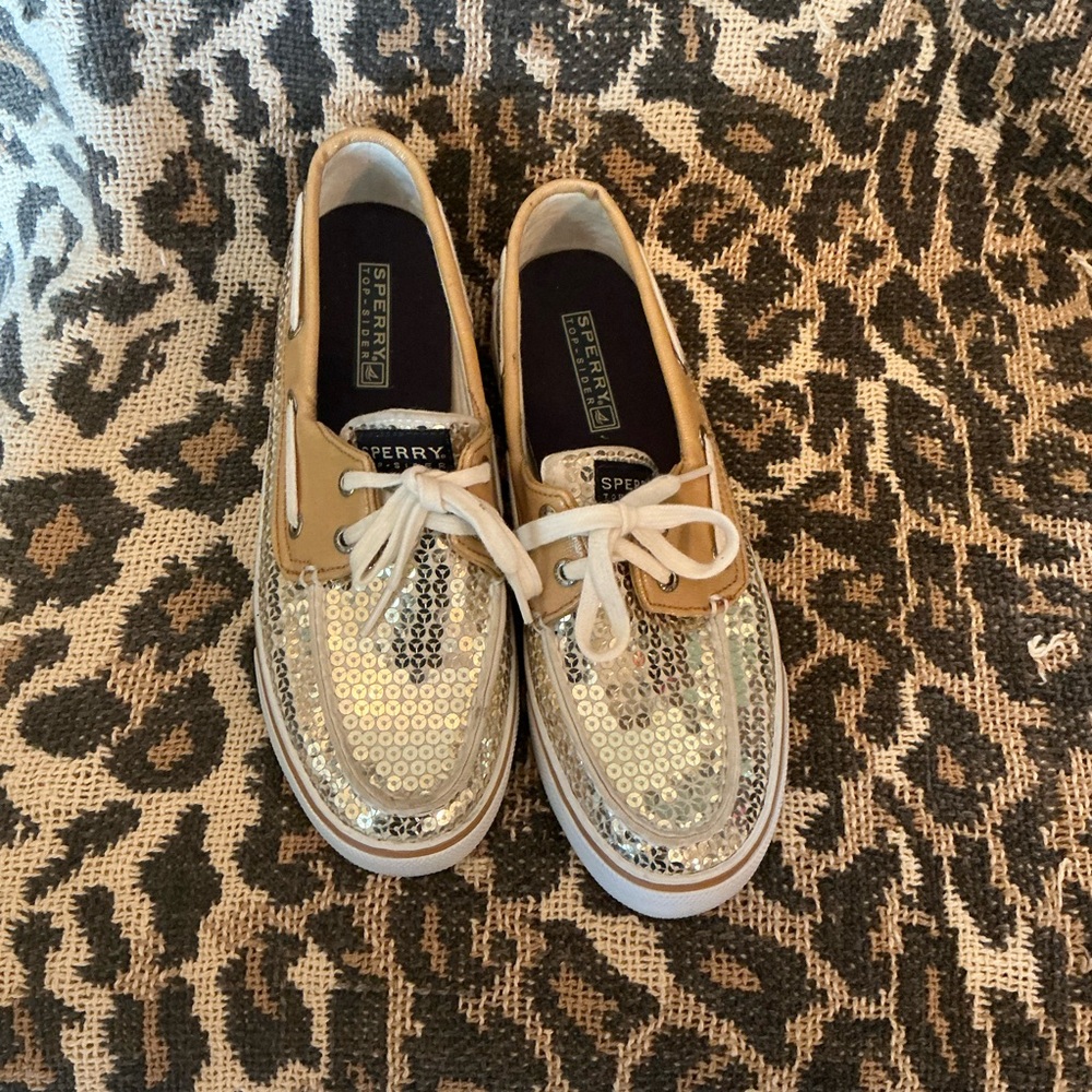 Sperry gold Sequin Boat Shoes